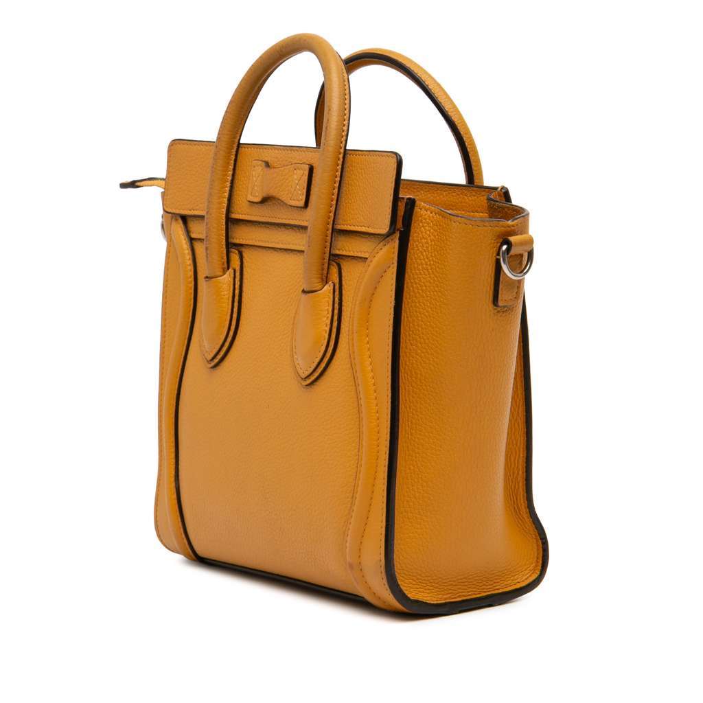 Celine Nano Leather Luggage Tote Yellow Leather Good condition - Back View