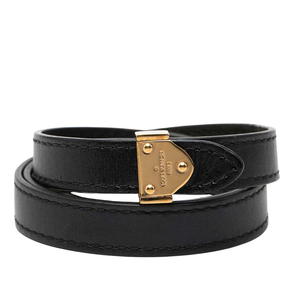Louis Vuitton Leather Box It Wrap Bracelet Black Leather Very good - Front View