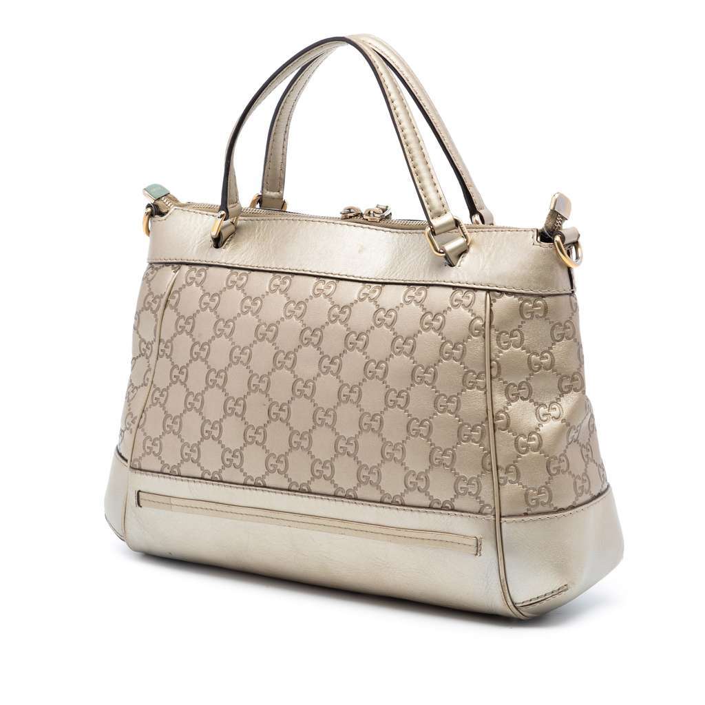 Gucci Metallic Guccissima Mayfair Satchel Gold Leather Very good condition - Back View