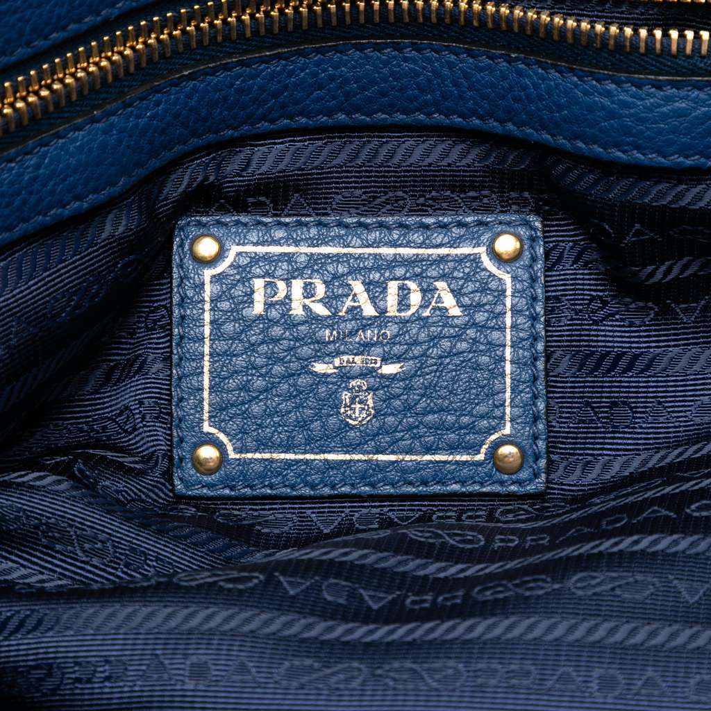 Prada Vitello Phenix Tote Blue Leather Very good - Box View