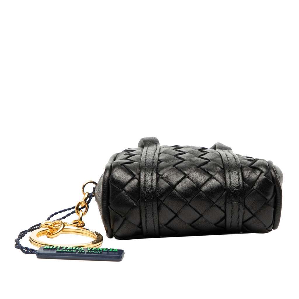 Bottega Veneta Nappa Intrecciato Pouch Key Holder and Bag Charm Black Leather Very good condition - Inside View