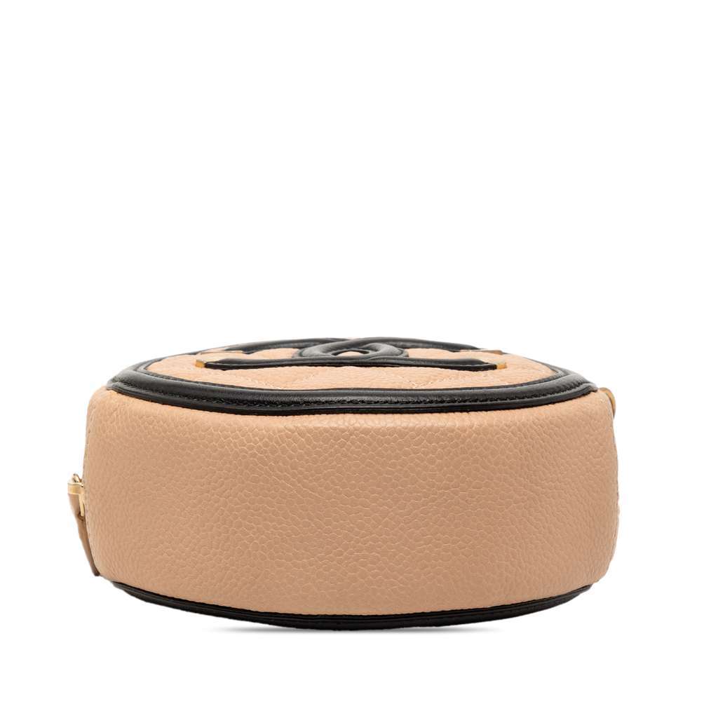 Chanel Caviar CC Filigree Round Crossbody Beige Leather Very good condition - Inside View