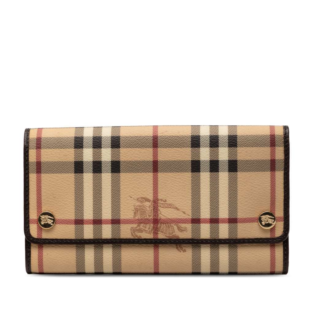 Burberry Haymarket Check Coated Canvas Continental Wallet Beige Very good condition - Front View