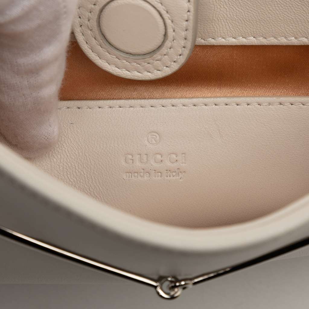 Gucci Small Calfskin Slim Horsebit Shoulder Bag White Leather Very good - Box View