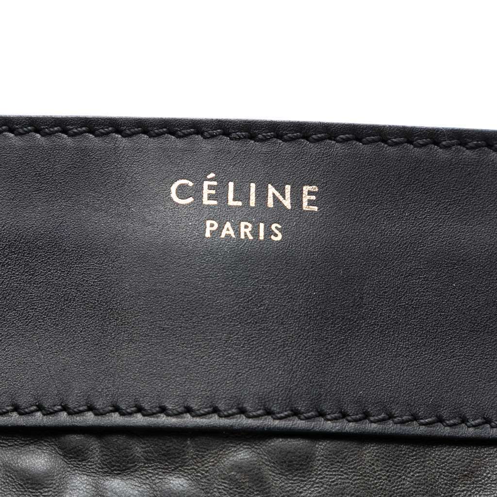 Celine Mini Embossed Calfskin Luggage Tote Black Leather Very good condition - Box View