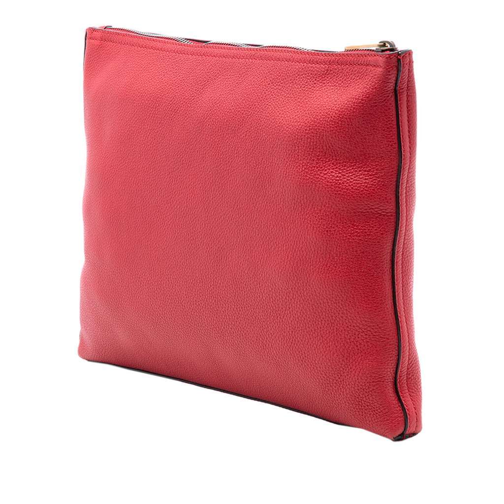 Gucci Medium Leather Logo Portfolio Clutch Red Leather Very good condition - Back View