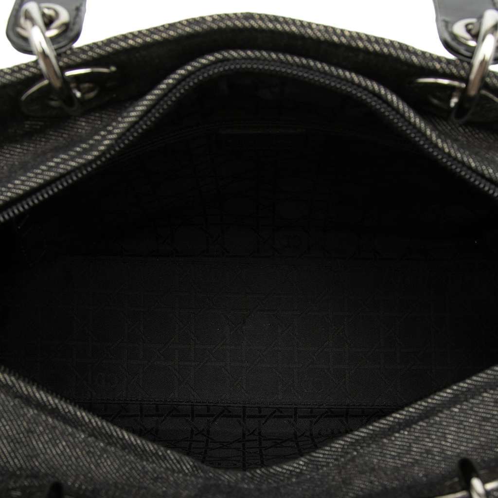 Dior Large Denim Cannage Lady Dior Black Denim Very good condition - Model View