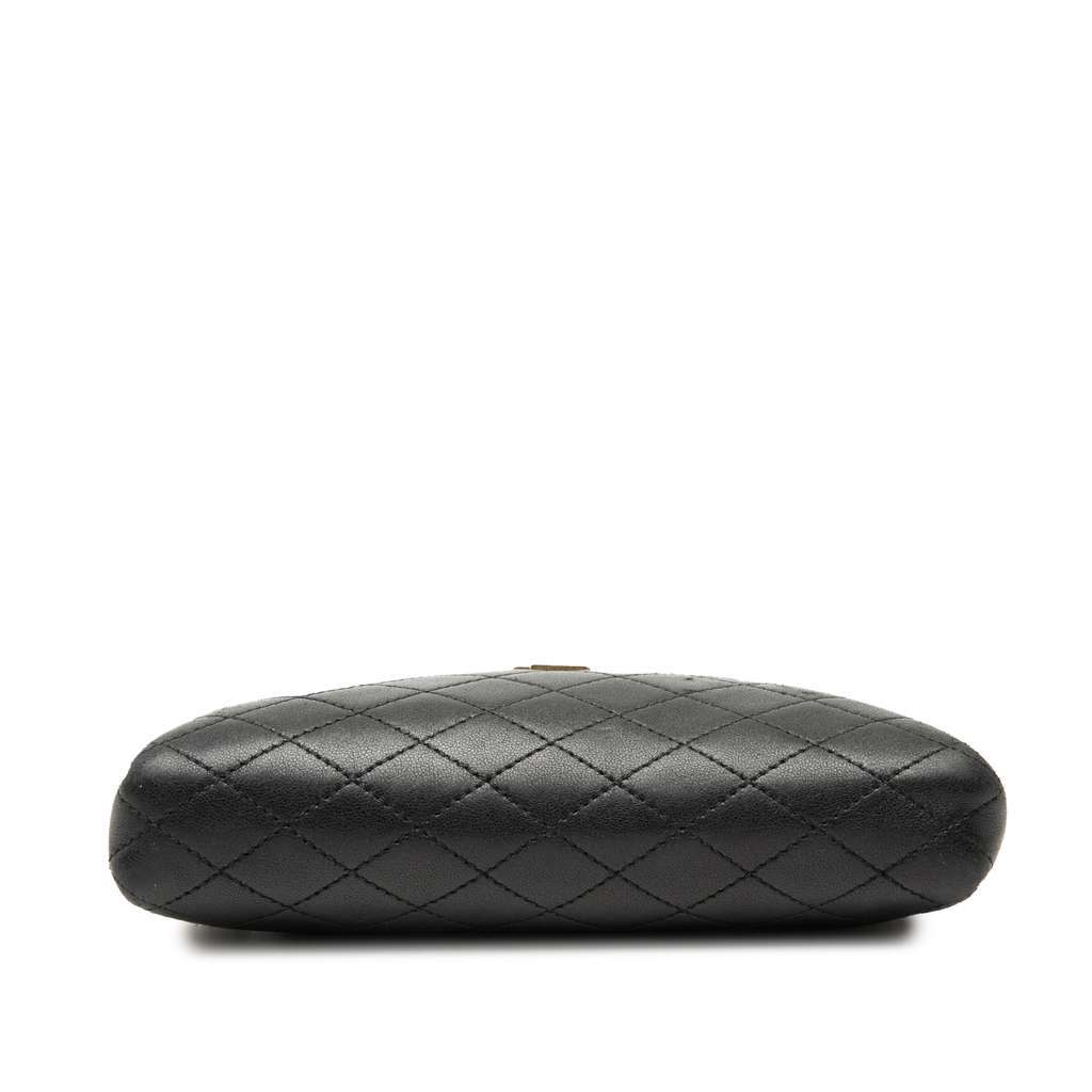Saint Laurent Mini Quilted Lambskin Gaby Zippered Pouch Black Leather Very good condition - Inside View