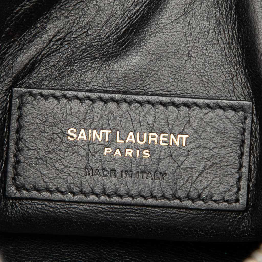 Saint Laurent Mini Quilted Lambskin Gaby Zippered Pouch Black Leather Very good condition - Box View