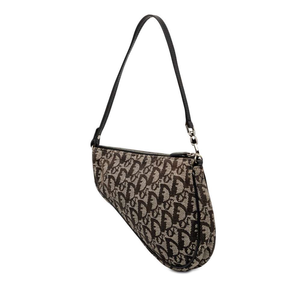 Dior Mini Diorissimo Canvas Saddle Pochette Black Canvas Very good condition - Back View