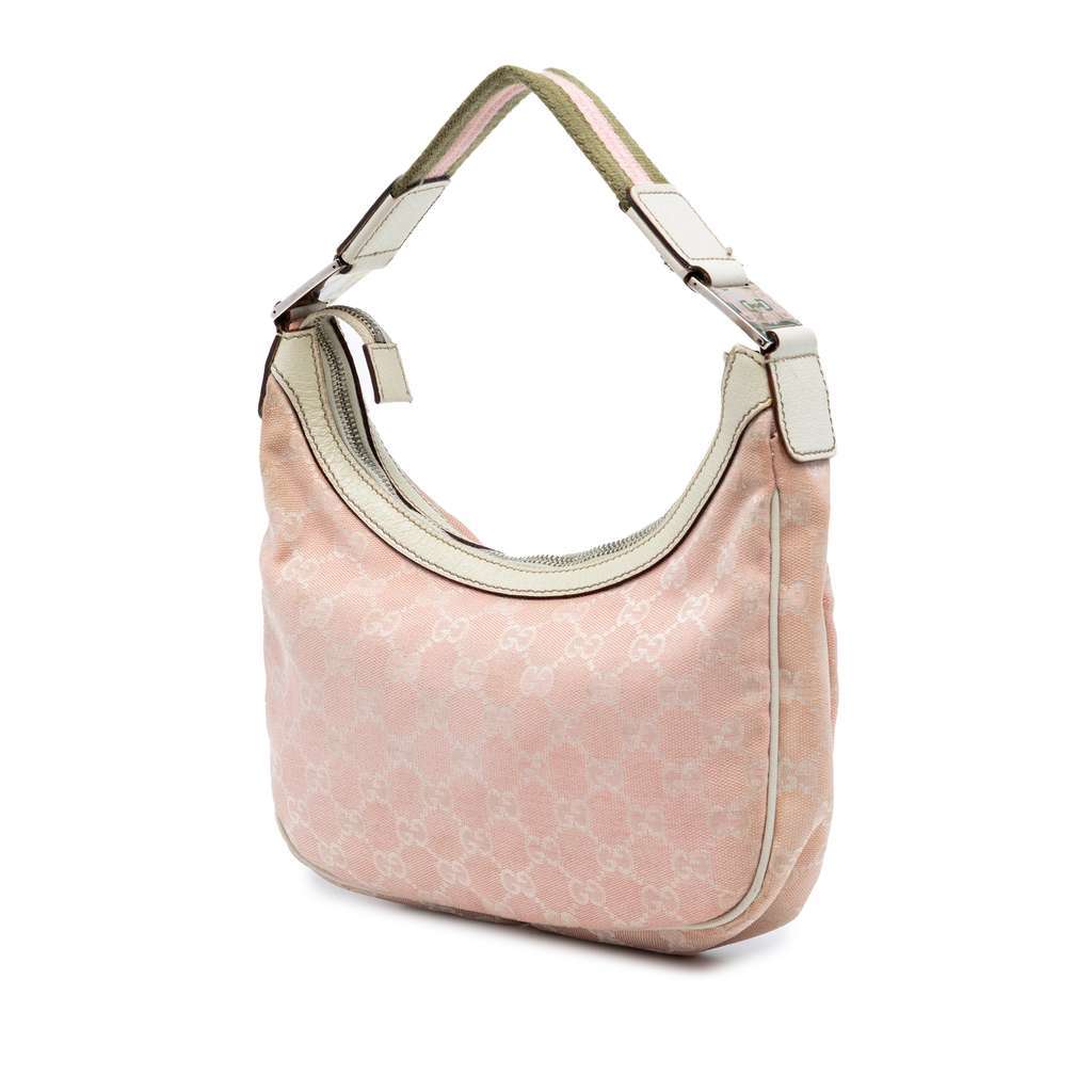 Gucci Small GG Canvas Web Pop Shoulder Bag Pink Canvas Very good condition - Back View