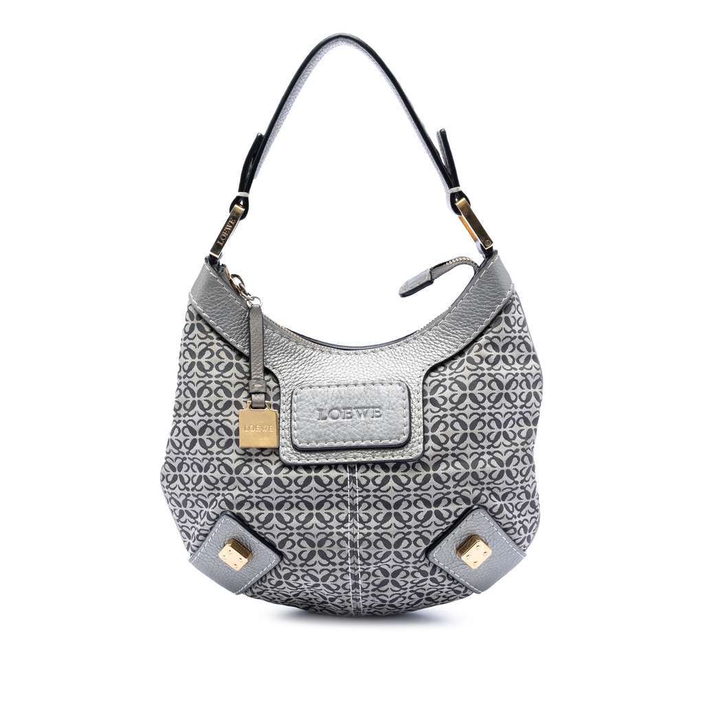 Loewe Anagram Canvas New Road Hobo Grey Canvas Very good condition - Front View