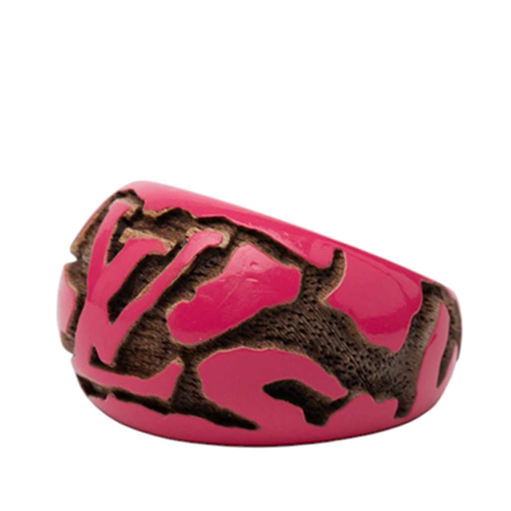 Louis Vuitton Lacquered Wood Leomonogram Ring S Pink Very good condition - Back View