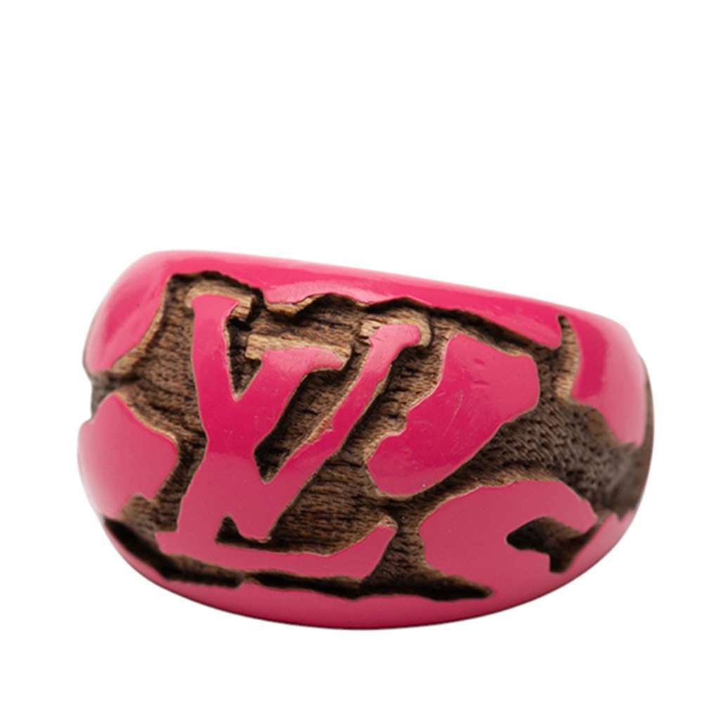 Louis Vuitton Lacquered Wood Leomonogram Ring S Pink Very good condition - Model View