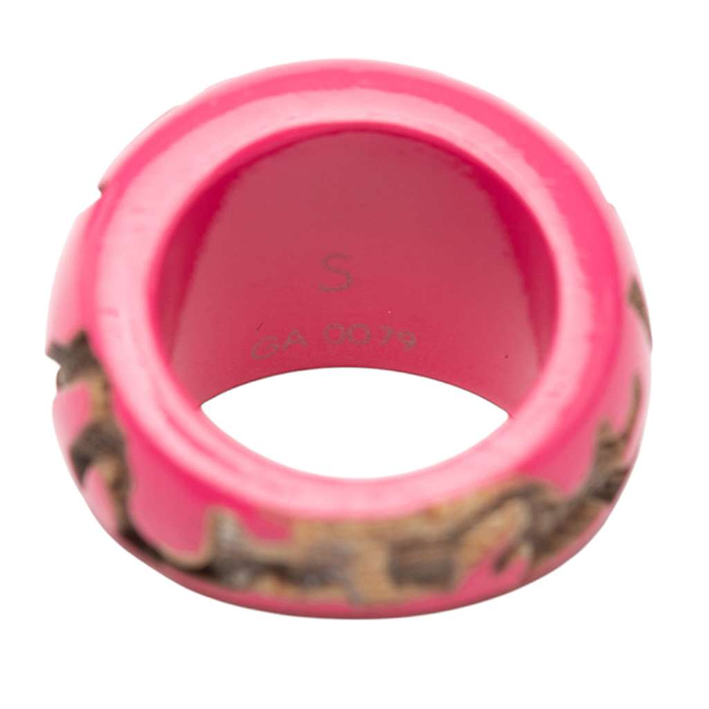 Louis Vuitton Lacquered Wood Leomonogram Ring S Pink Very good condition - Box View