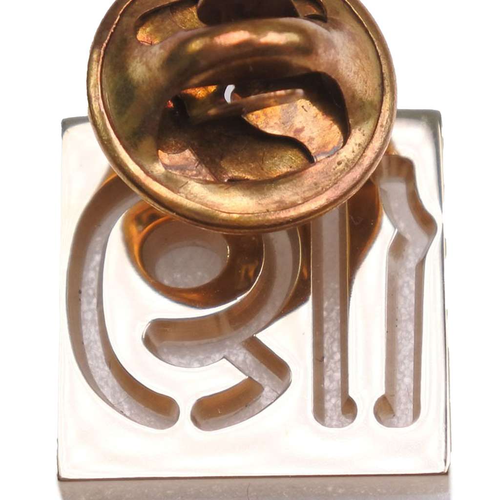Chanel Gold Plated Rhinestone No 19 Pin Badge Brooch Gold Metal Very good condition - Back View