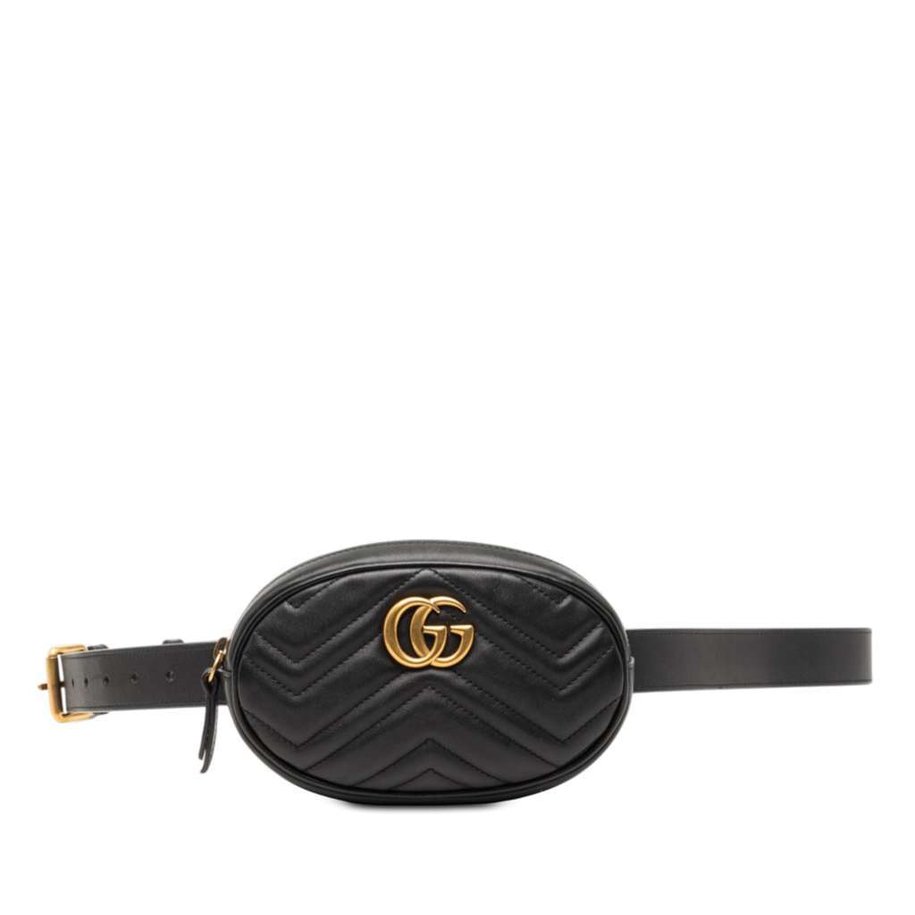 Gucci GG Marmont Matelasse Leather Belt Bag Black Leather Very good condition - Front View
