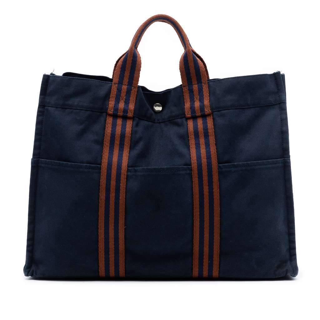 Hermès Canvas Fourre Tout MM Blue Canvas Very good condition - Front View