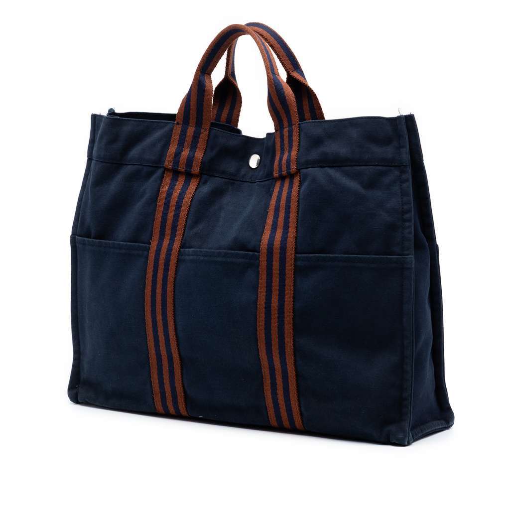 Hermès Canvas Fourre Tout MM Blue Canvas Very good condition - Back View