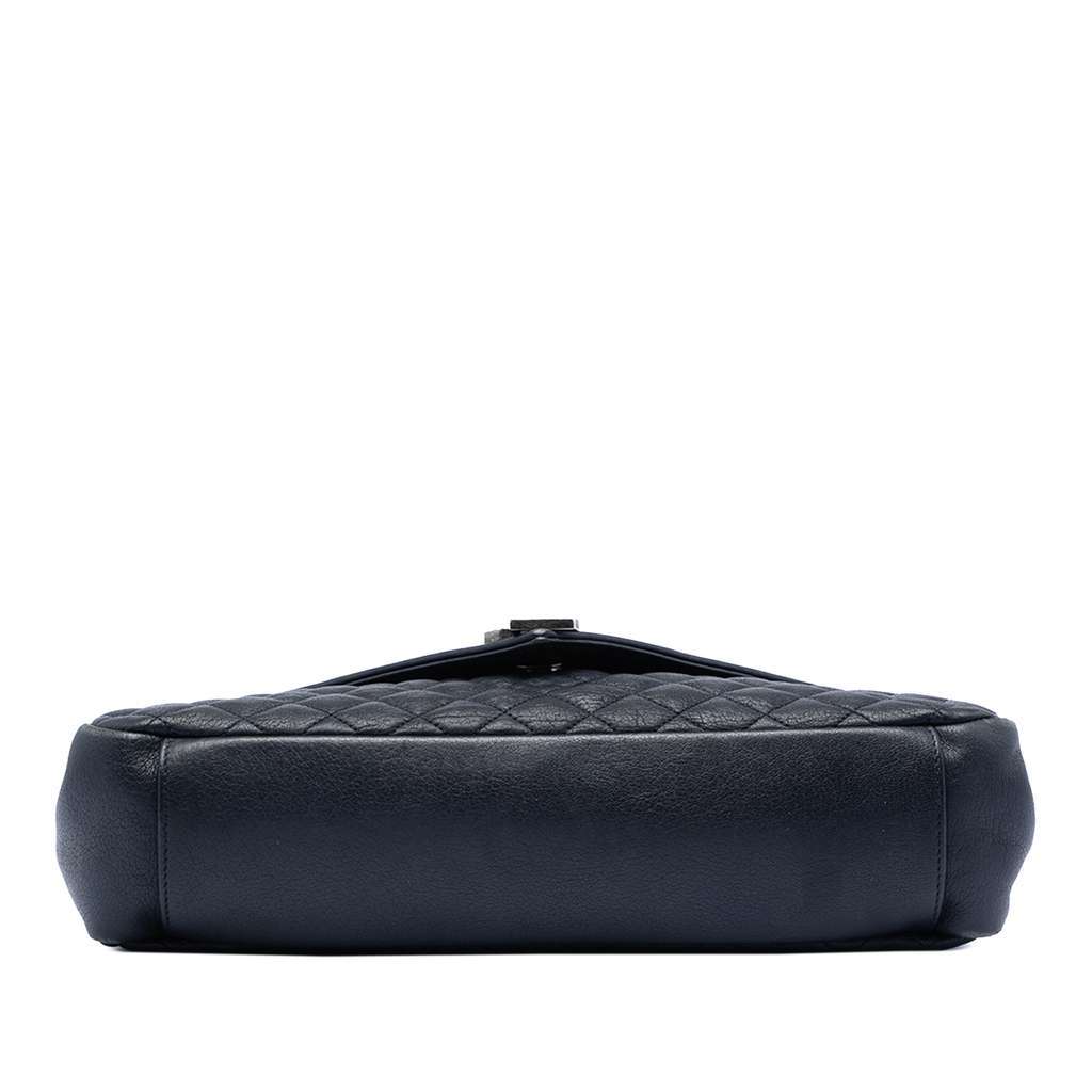 Saint Laurent Large Triquilt Sheepskin Monogram College Bag Blue Leather Very good condition - Inside View