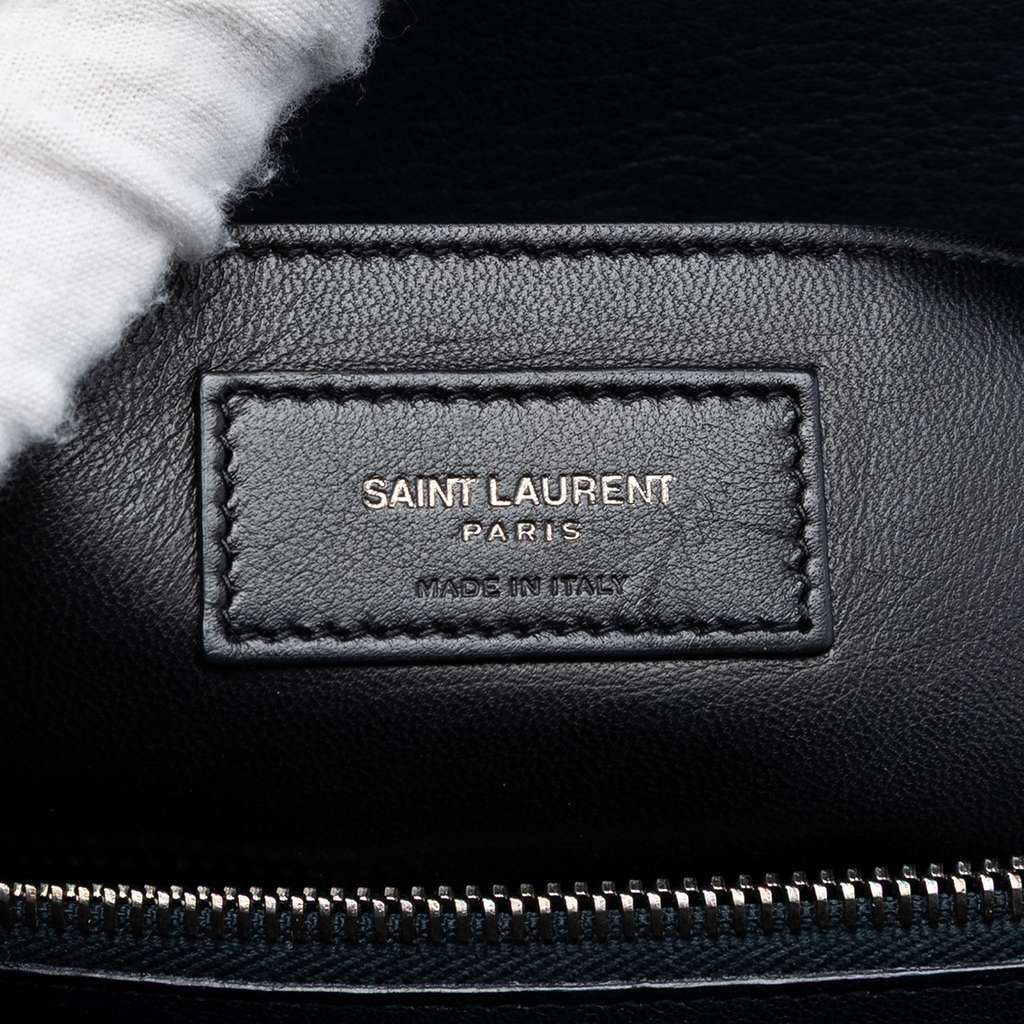Saint Laurent Large Triquilt Sheepskin Monogram College Bag Blue Leather Very good condition - Box View