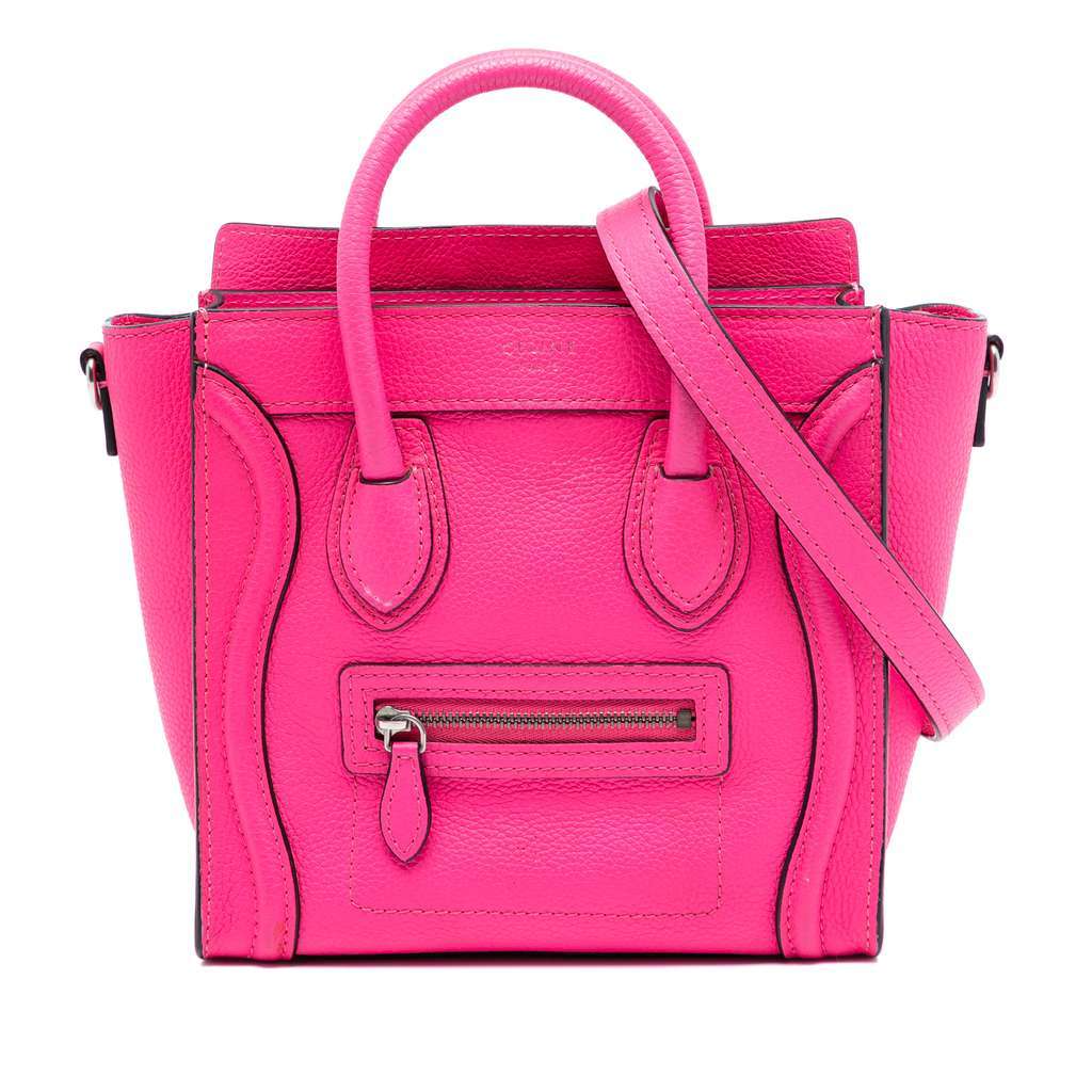 Celine Nano Leather Luggage Tote Pink Leather Very good condition - Front View