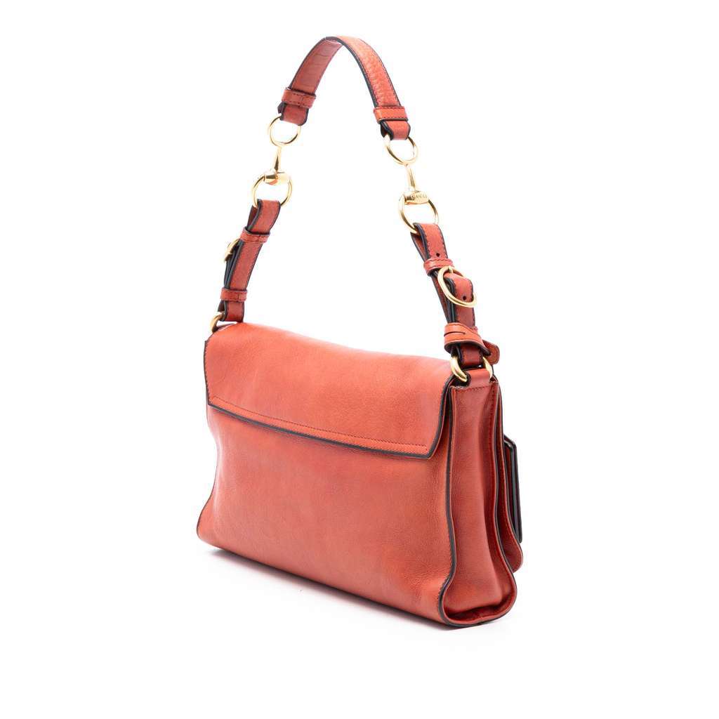 Gucci Leather Harness Shoulder Bag Orange Leather Very good condition - Back View