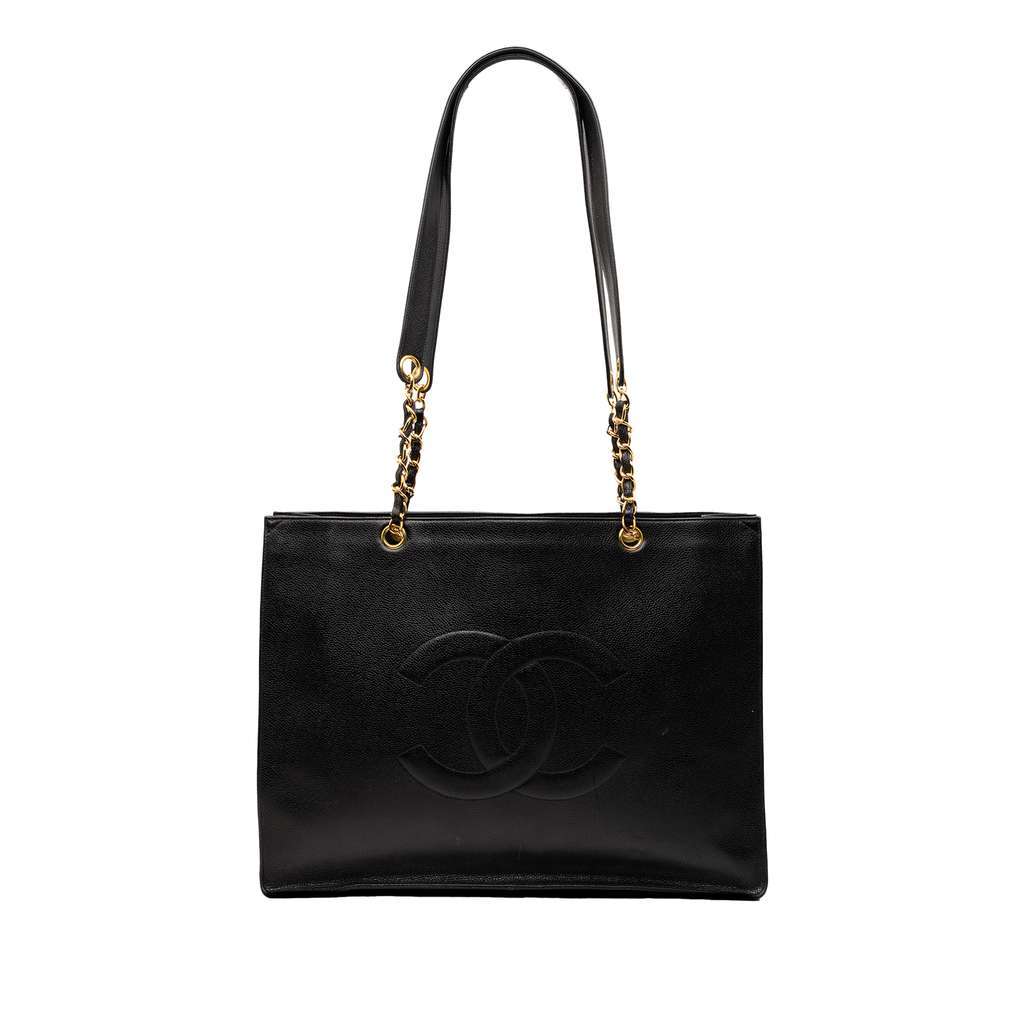 Chanel CC Caviar Chain Tote Black Leather Very good condition - Front View