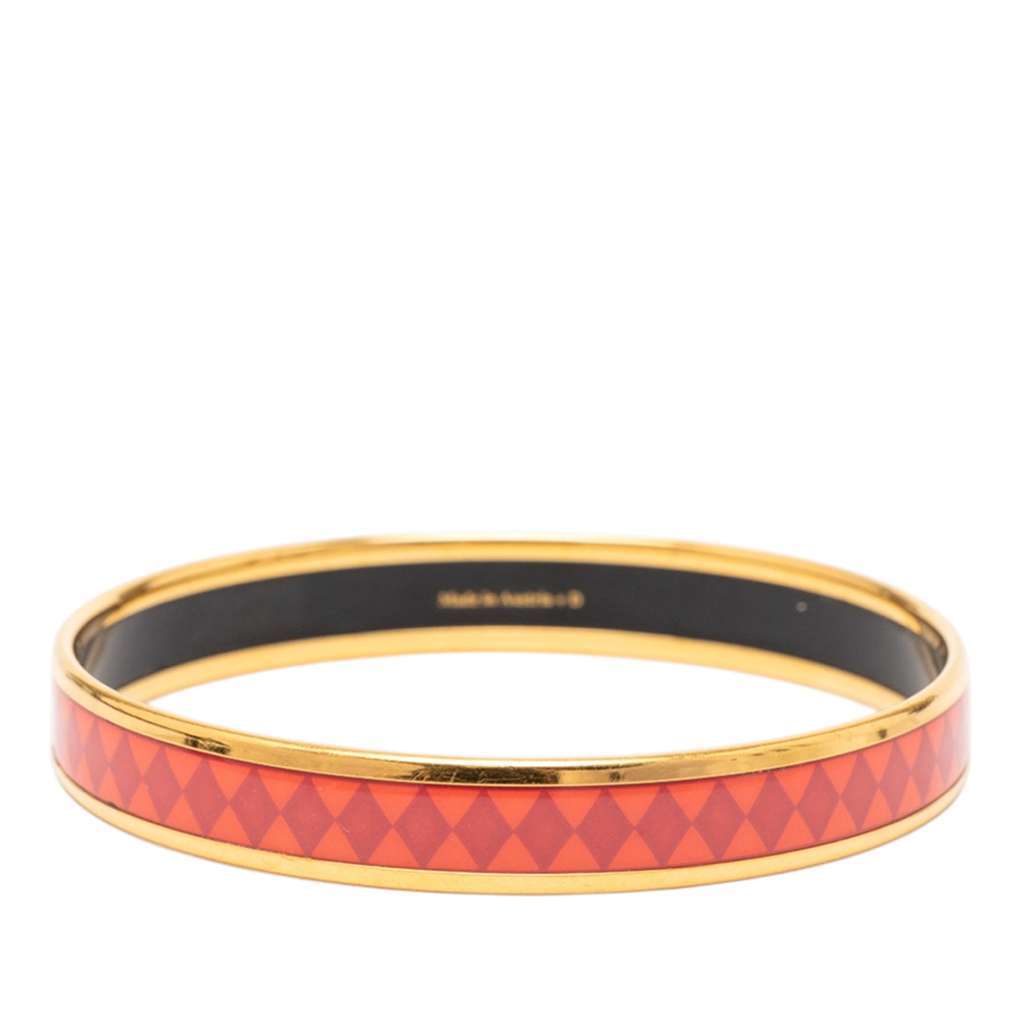 Hermès Narrow Diamond Motif Enamel Bangle 62 Orange Very good condition - Inside View