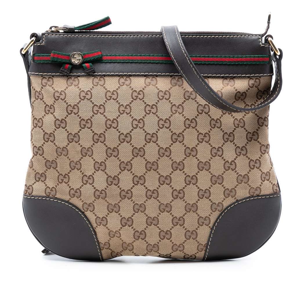 Gucci GG Canvas Web Mayfair Crossbody Beige Very good condition - Front View