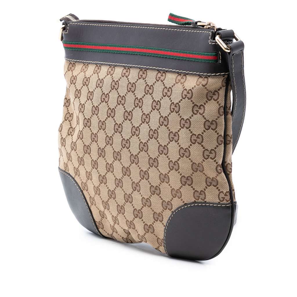 Gucci GG Canvas Web Mayfair Crossbody Beige Very good condition - Back View