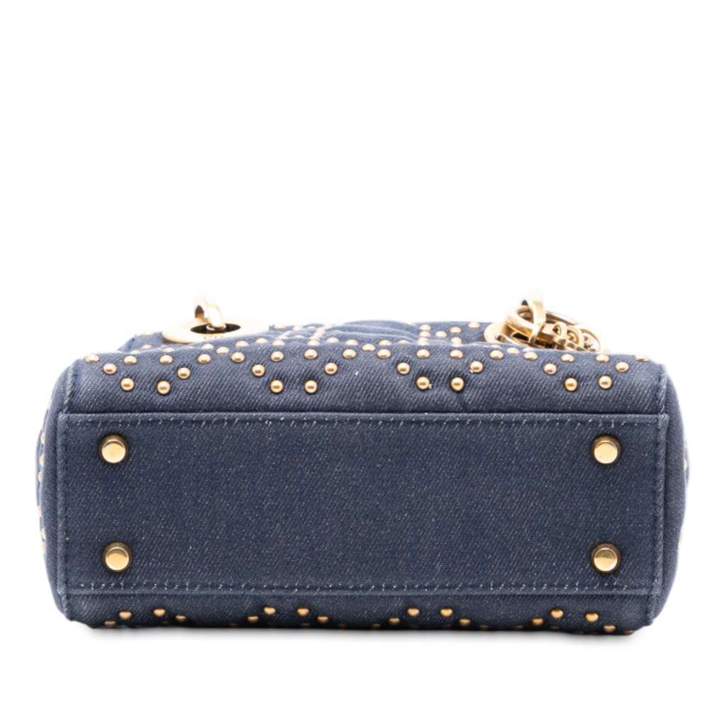 Dior Mini Denim Cannage Studded Supple Lady Dior Blue Denim Very good condition - Inside View