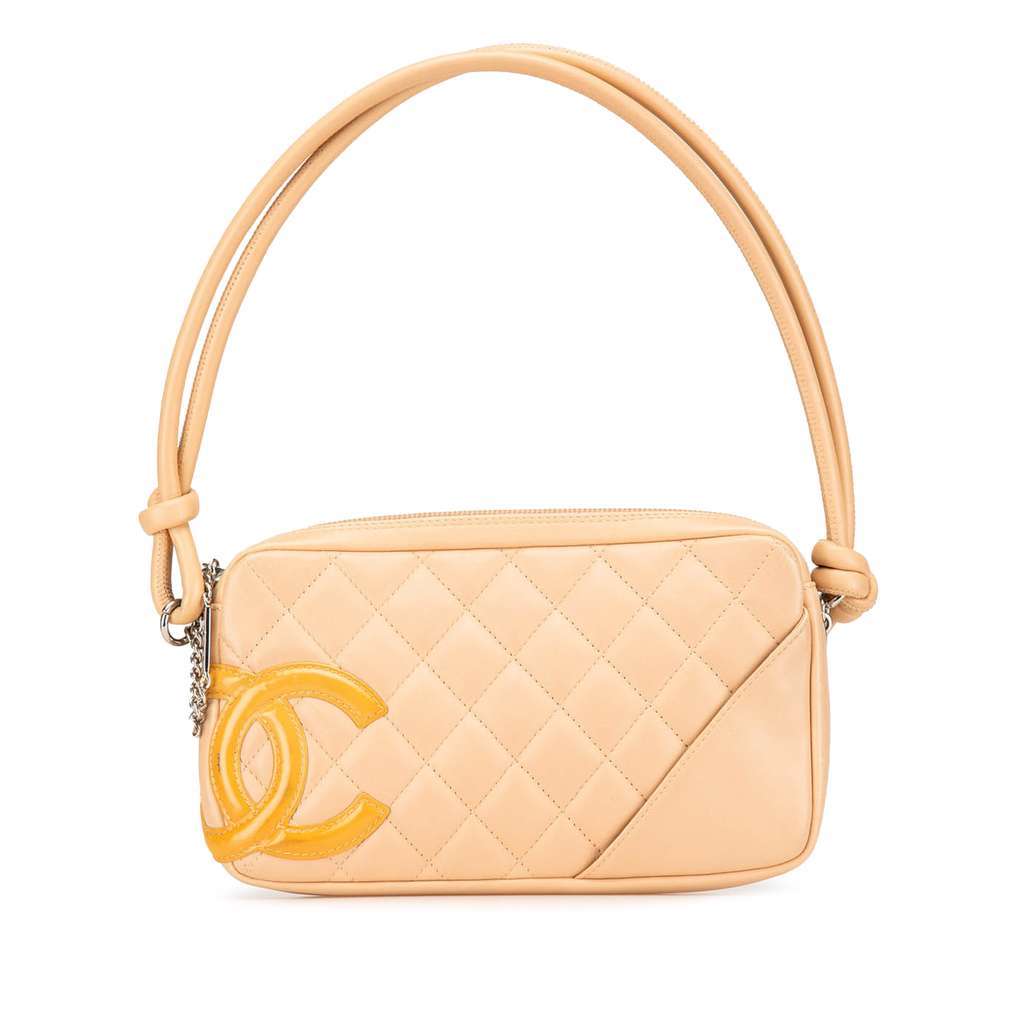 Chanel Lambskin Cambon Ligne Pochette Beige Leather Very good condition - Front View