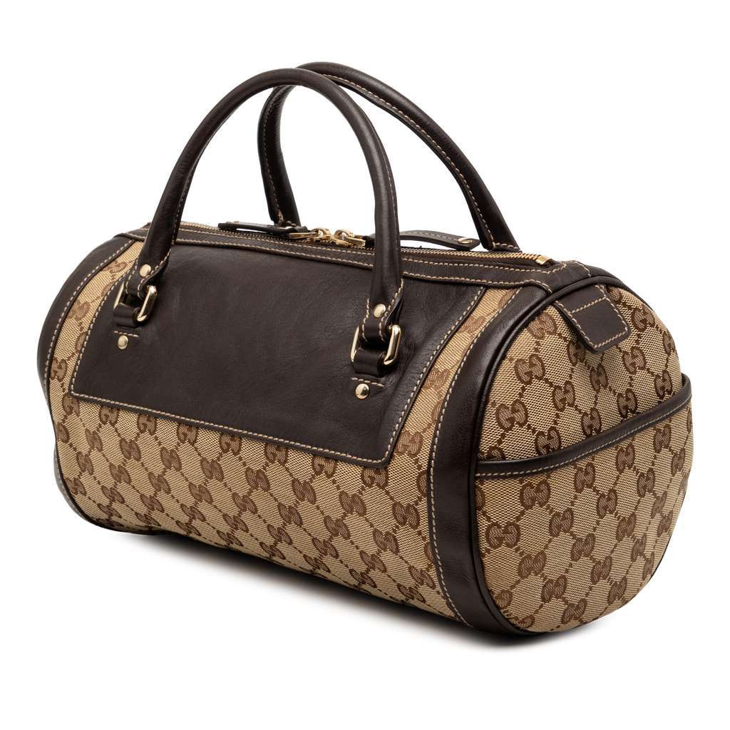 Gucci GG Canvas Trophy Boston Bag Beige Canvas Very good condition - Back View
