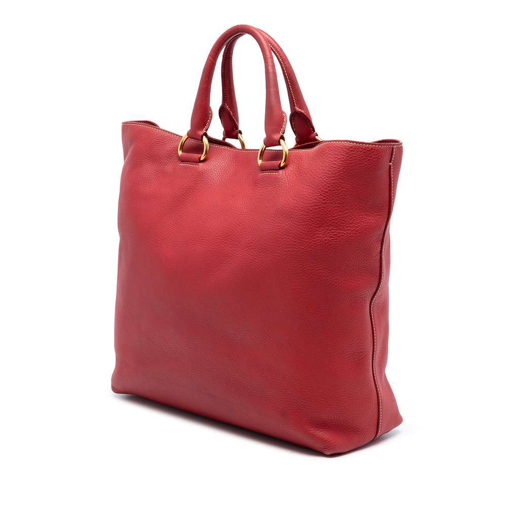 Prada Vitello Daino Open Convertible Tote Red Leather Very good condition - Back View
