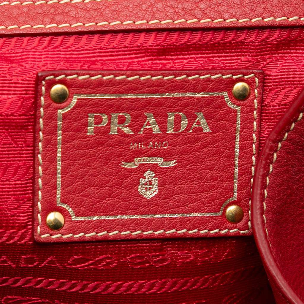 Prada Vitello Daino Open Convertible Tote Red Leather Very good condition - Box View