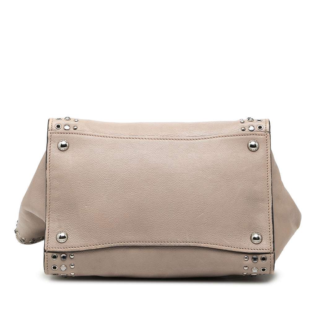 Prada Glace Calf Studded Twin Pocket Satchel Beige Leather Very good condition - Inside View