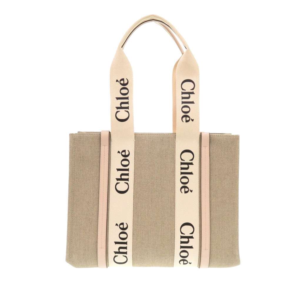 Chloé Medium Canvas Woody Tote Beige Canvas Very good condition - Front View