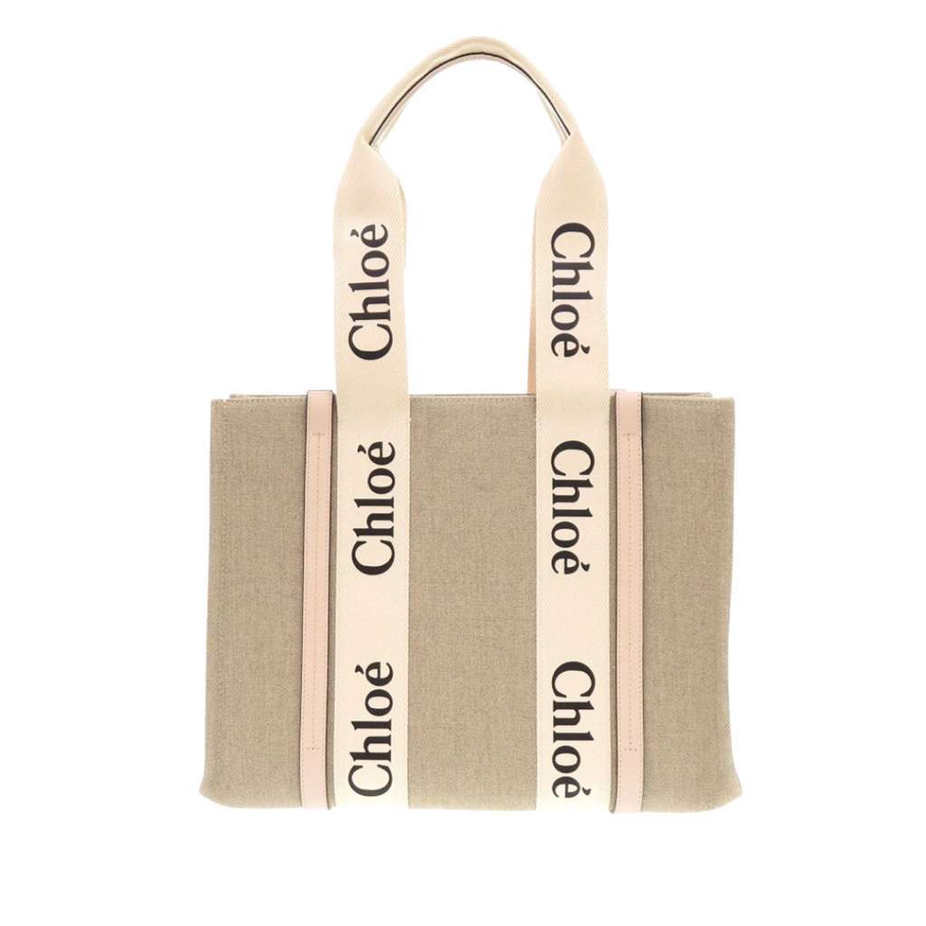 Chloé Medium Canvas Woody Tote Beige Canvas Very good condition - Back View