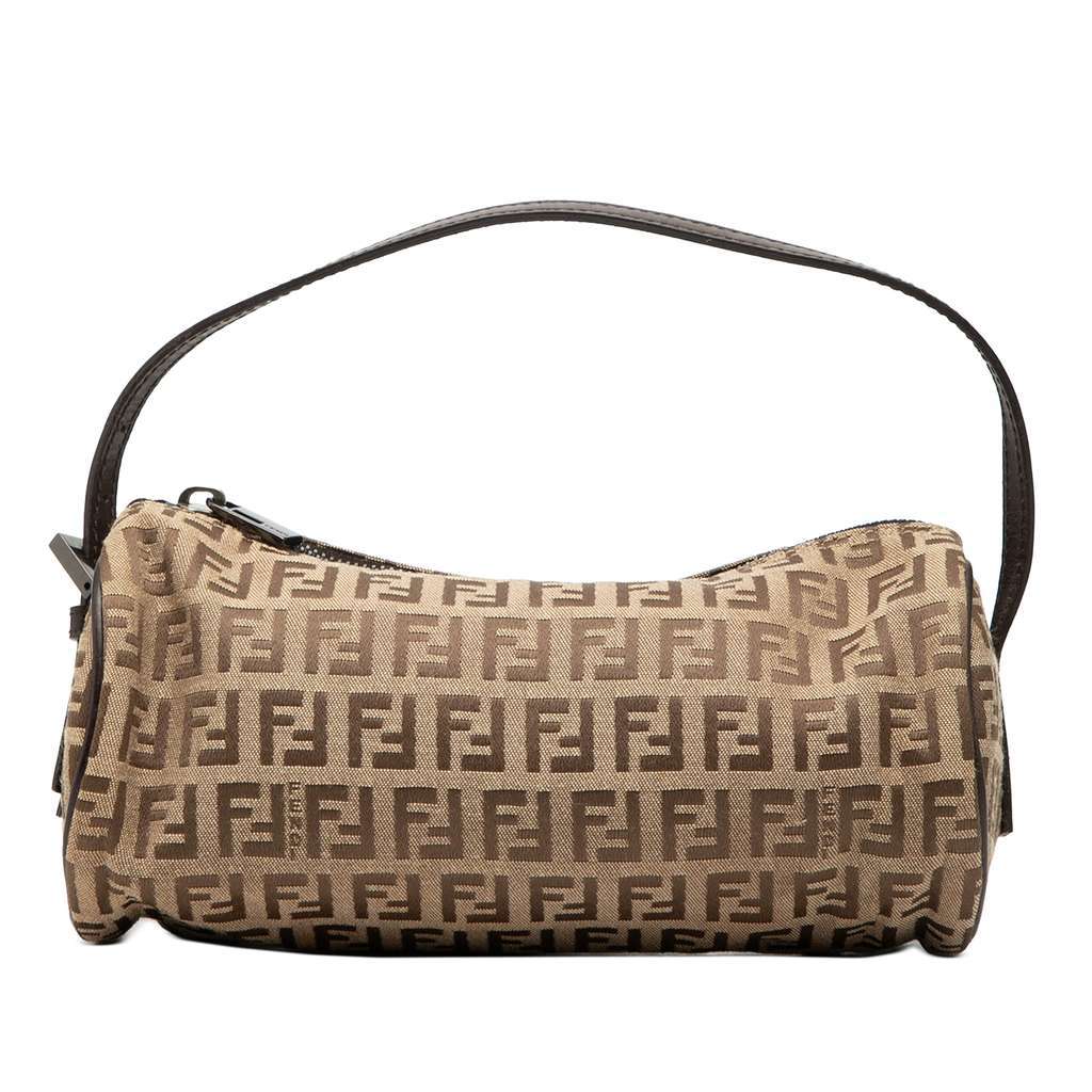 Fendi Zucchino Canvas Barrel Pochette Brown Canvas Very good condition - Front View