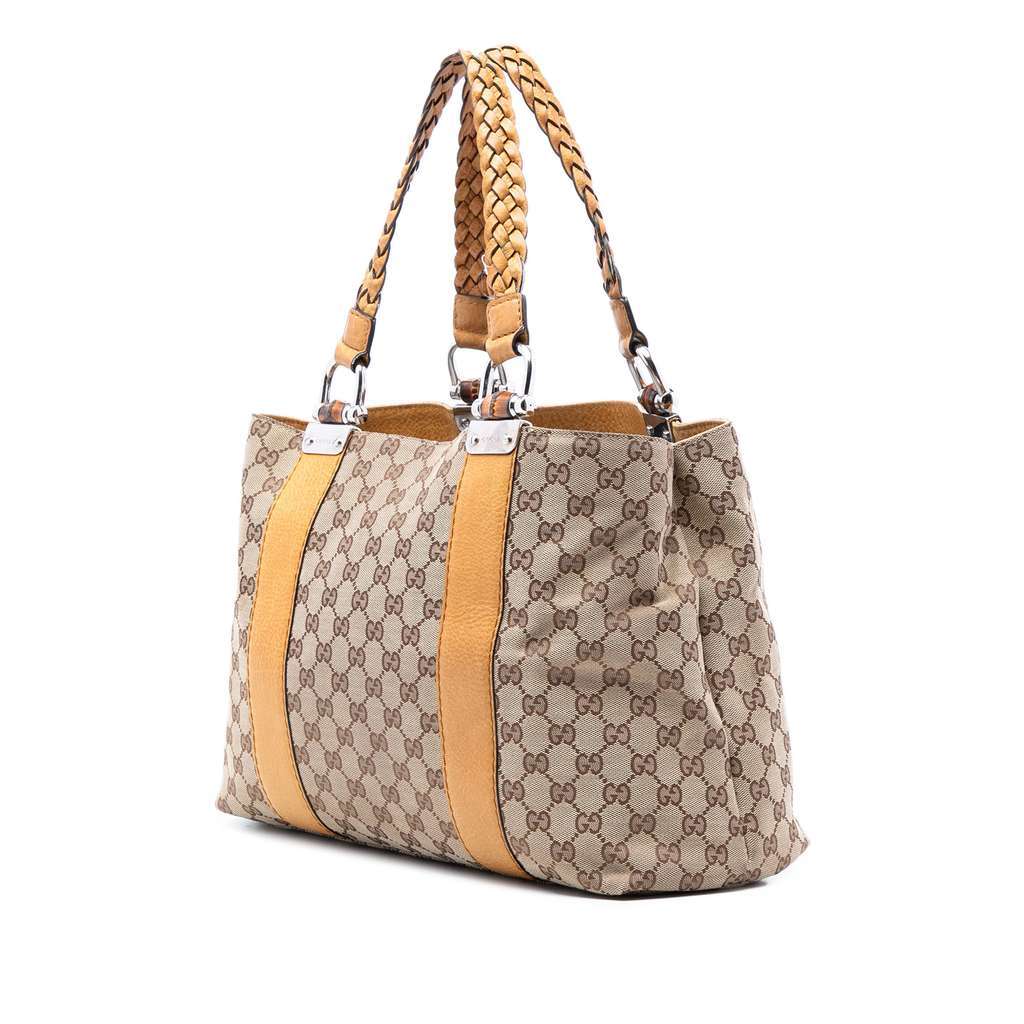 Gucci GG Canvas Bamboo Libeccio Tote Beige Very good condition - Back View