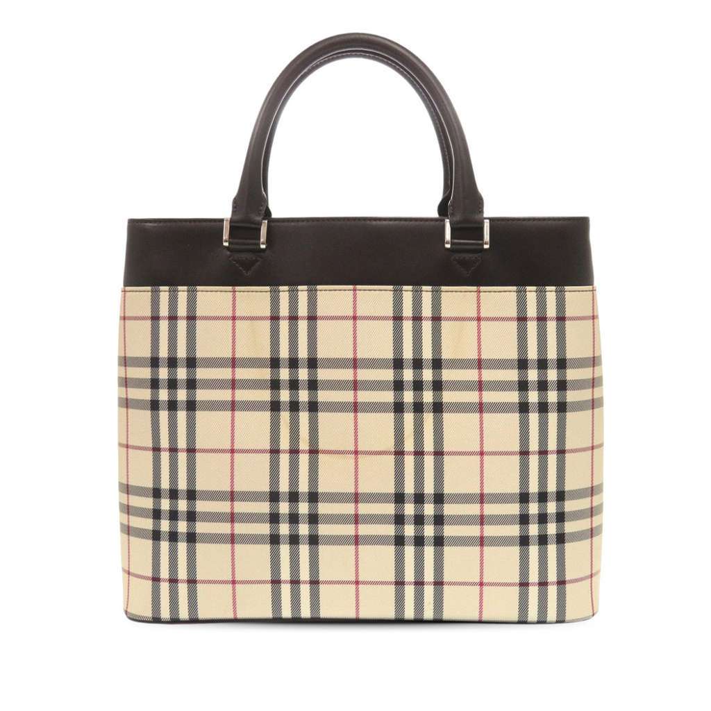 Burberry House Check Canvas Handbag Beige Canvas Very good - Back View