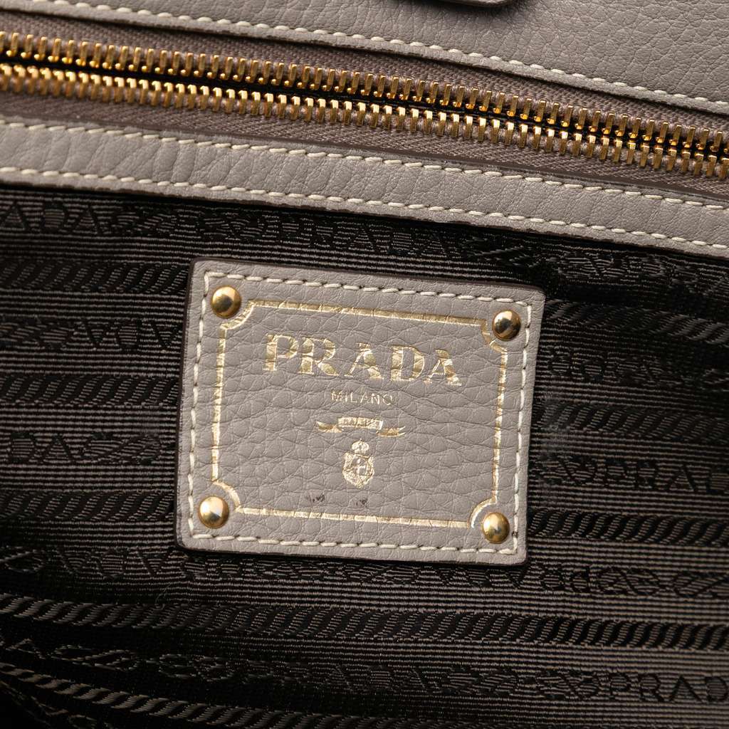 Prada Vitello Daino Open Convertible Tote Grey Leather Very good condition - Box View