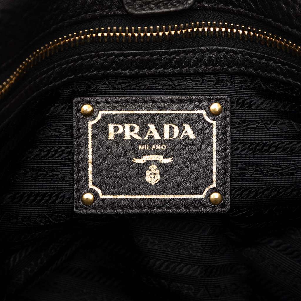 Prada Vitello Daino Open Convertible Tote Black Leather Very good condition - Box View