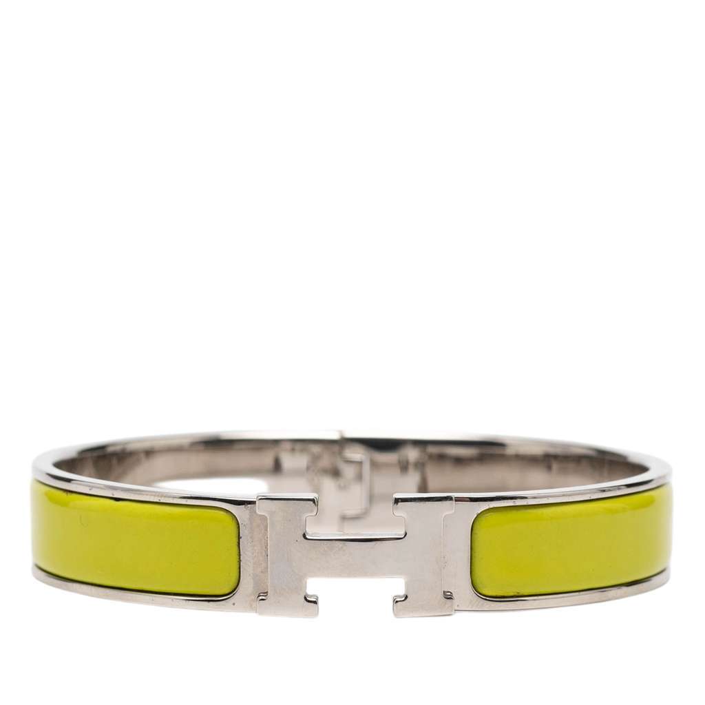 Hermès Narrow Enamel Clic H Bracelet PM Yellow Very good condition - Front View