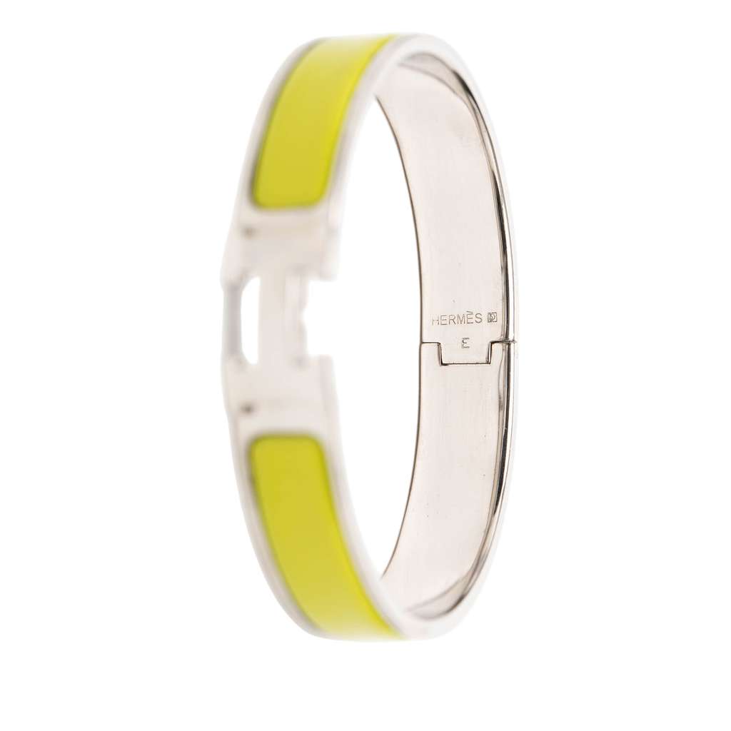 Hermès Narrow Enamel Clic H Bracelet PM Yellow Very good condition - Model View