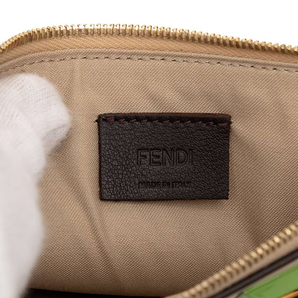 Fendi Studded Leather Slim Wristlet Clutch Beige Leather Very good condition - Box View