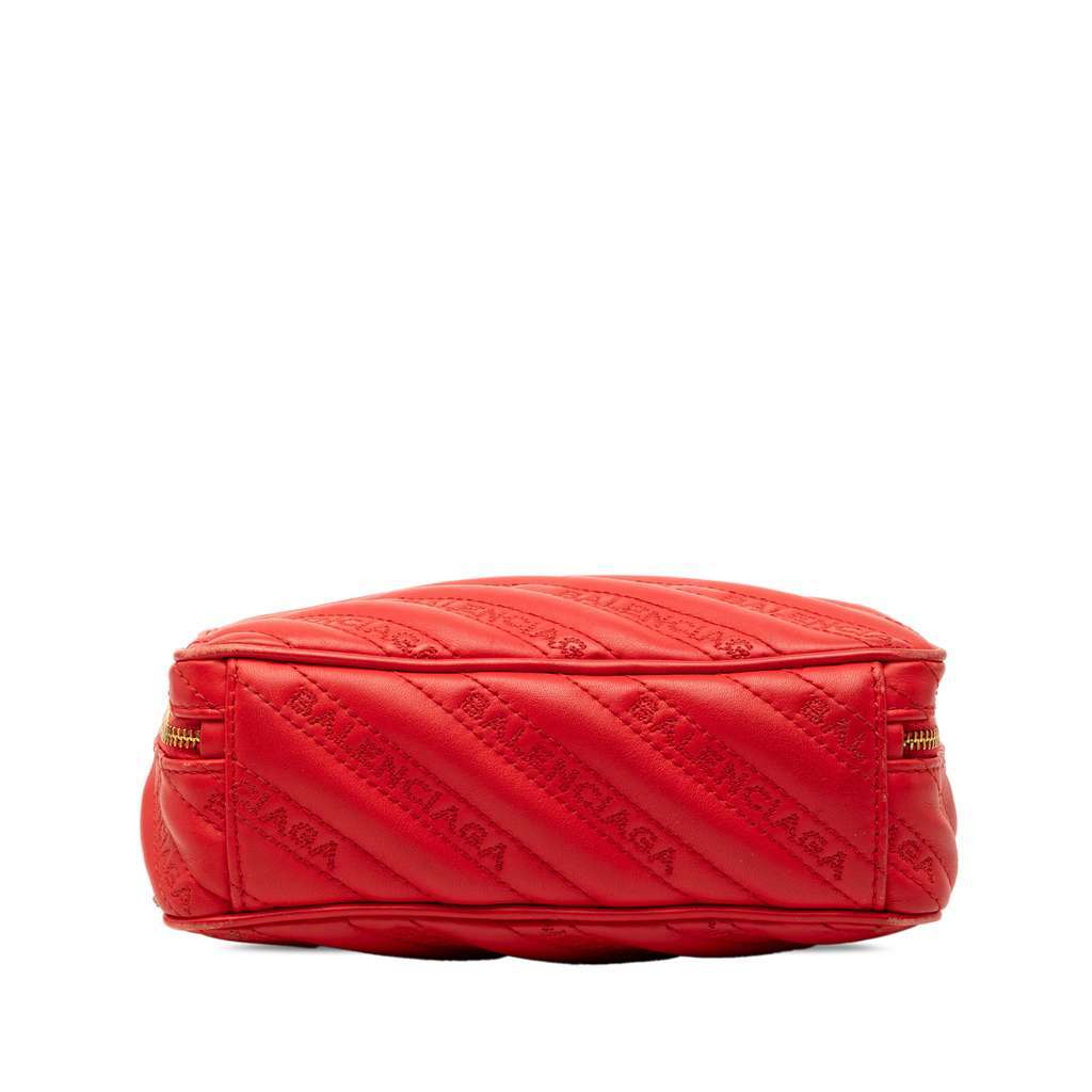 Balenciaga Calfskin Allover Logo Blanket Reporter XS Crossbody Red Leather Very good condition - Inside View
