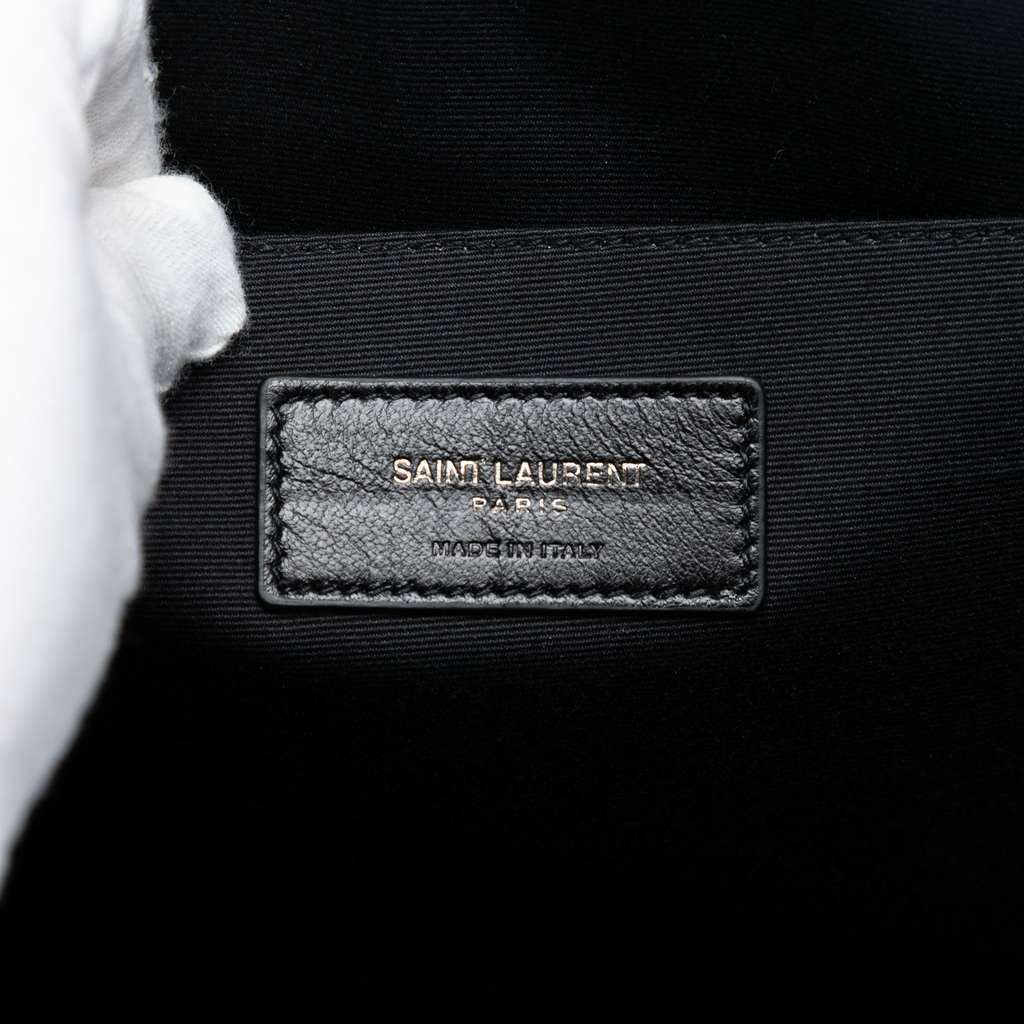 Saint Laurent Croc Embossed Leather Monogram Clutch Black Leather Very good condition - Box View