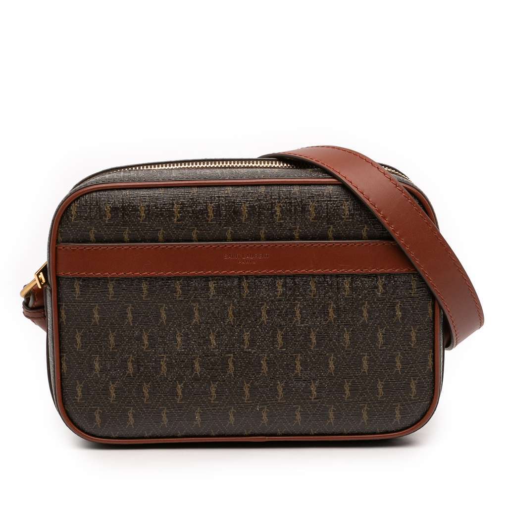 Saint Laurent Le Monogramme Coated Canvas Camera Bag Brown Canvas Very good condition - Front View